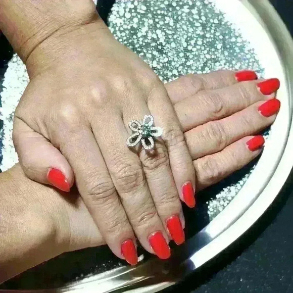 🆕️Moissanite Flower Adjustable Ring Platinum Plated S925 Silver Certified 1CT - Picture 4 of 17